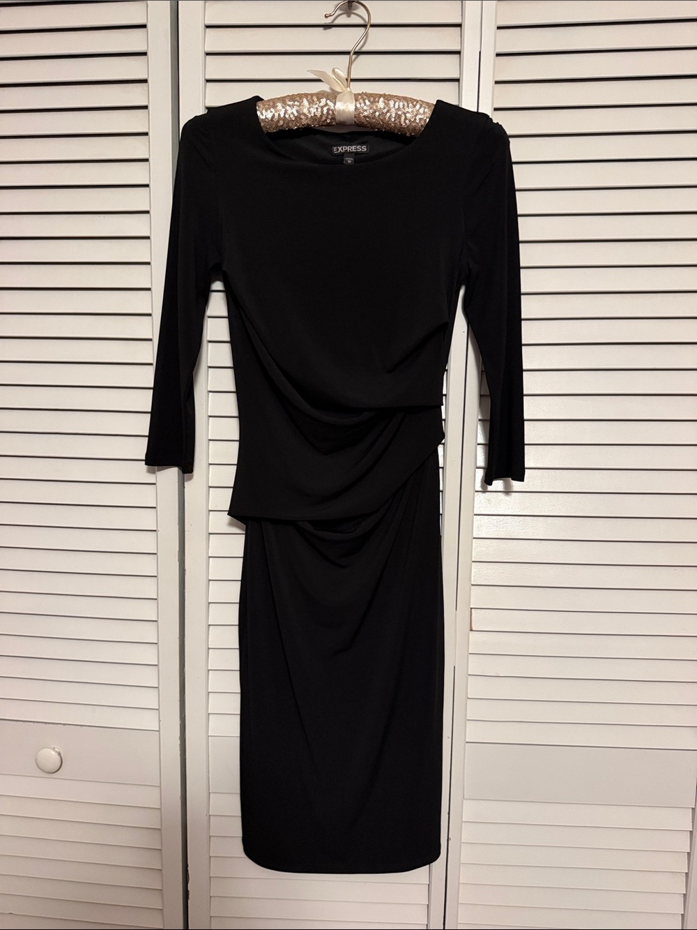 Express Black 3/4 Sleeve fitted mini Dress